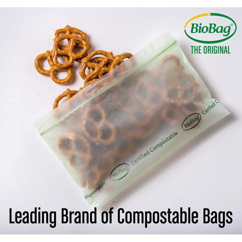BioBag 100% Certified Compostable Resealable Snack Bags, 360 Count, Perfect