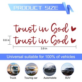 Norkmdi Trust in God Car Rearview Mirror Decal, 2PCS Vinyl Jesus Self Affirmation Vehicle Rear View Mirror Sticker, Faith Auto Window Decoration Accessories, Universal for Truck SUV Sedan (Red)