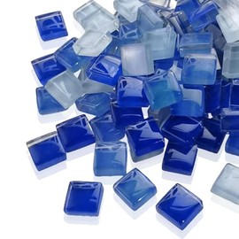 TOMOTHY Mosaic Tile, 0.4 inch (10 mm), 7.1 oz (200 g), Decorative Tile, Glass Tile, Handmade, Tile Crafts, Summer Vacation, Crafts, 0.4 inch (1 cm), Blue Mix