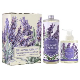 ROMIIE ZOI Foaming Hand Soap Gift Set, 1000ml Refill+500ml Foaming Soap, Cruelty-Free, Biodegradable Formula with Essential Oils for Sensitive Skin, Lavender Rosemary Scent, For Kitchen & Bathroom
