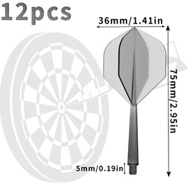 Pyroclasia Pack of 12 Darts Flights with Shaft Stable Darts Accessories Fusion Flights Dart Flyer with Shaft Integrated Fixed Flights Plastic Dart Shafts Shaft Flight System Combo (2BA) (Black)