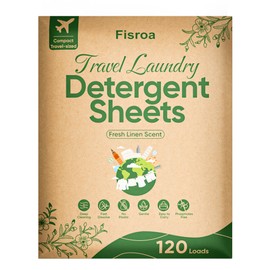 Travel Laundry Detergent Sheets Eco-friendly 120 Loads Fisroa Clothes Washing Detergent Sheets Plastic-Free Washer Sheets, Fresh Linen Scent Liquidless Laundry Sheets Strips