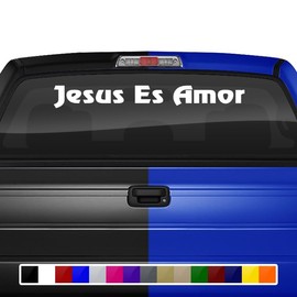 Sticky Creations Jesus ES Amor Decal Sticker Windshield Window Vinyl Graphic Banner Rear Back Car Truck SUV Vehicle Fe Cristiana Christian Faith 36"x4.25"+ (Font-Review)