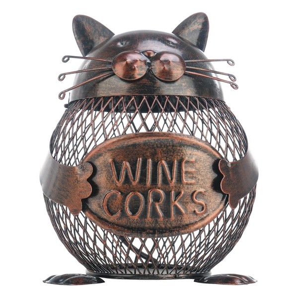 Too-arts Practical Kitten Wine Cork Container Iron Piggy Bank Handcraft