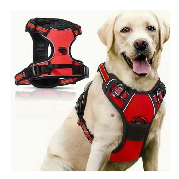 Reflective No-Pull Dog Harness & Retractable Leash Combo - Adjustable