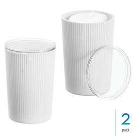 iDesign Fluted Plastic Bathroom Countertop or Vanity Storage-Set of 2-White/Clear Canister