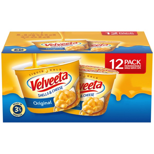 Velveeta Original Easy Mac Shells and Cheese (12 Microwaveable Cups)