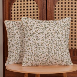 GOLIANDA Sage Green Brown Beige Floral Pillow Covers 18x18 Set of 2 Vintage Daisy Decoratiove Pillow Cases Rustic Spring Flowers Outdoor Decor Throw Pillows Farmhouse Cushion Case for Couch Home Sofa