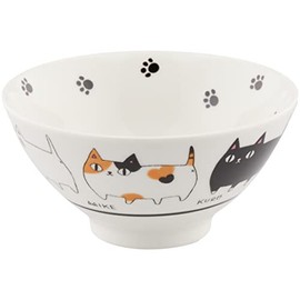 Ceramic Indigo Cat 3 Brothers Rice Bowl March Size: Approx. φ4.6 inches (11.8 cm), H2.4 inches (6.1 cm), 13006