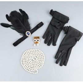 LOWOSAIWOR 1920s Flapper Accessories Sets Roaring 20s Gatsby Costume Accessories Set for Women (Navy Blue Crystal)