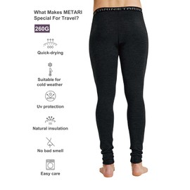 ZSOSBA METARINO 100% Merino Wool Base Layer Men Pants -Midweight Thermal Underwear Bottoms for Skiing,Hiking,Cycling,Sports,Dark Grey,Medium