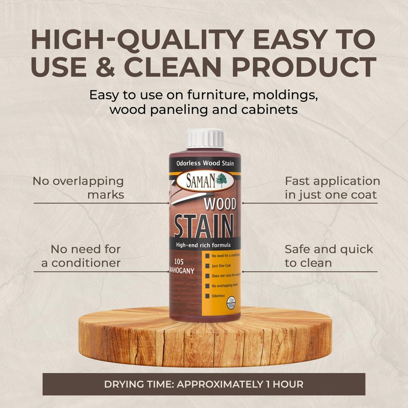 SamaN Interior Water Based Wood Stain - Natural Stain for