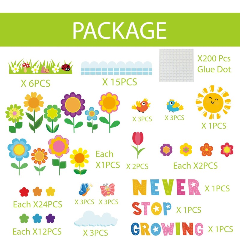 Spring Bulletin Board Decorations - 168Pcs Spring Classroom Decorations Spring