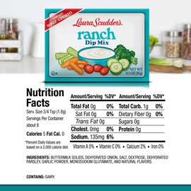 Laura Scudder's Original Ranch Fun Dip Mix Seasoning Powder Sauce (4 PACK) Great Tasting, Fat-Free Creamy Best Party Snack Dips, Perfect for Tortilla, Veggie Chips, Bagel Pork Rinds and more