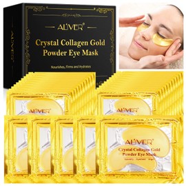 24K Gold Eye Pads, 10 Pairs, Eye Pads Against Dark Circles, Rich Hyaluronic Acid, Collagen and B5, Moisturising, Anti-Ageing Eye Pads, Reduce Wrinkles and Swelling, Dark Circles