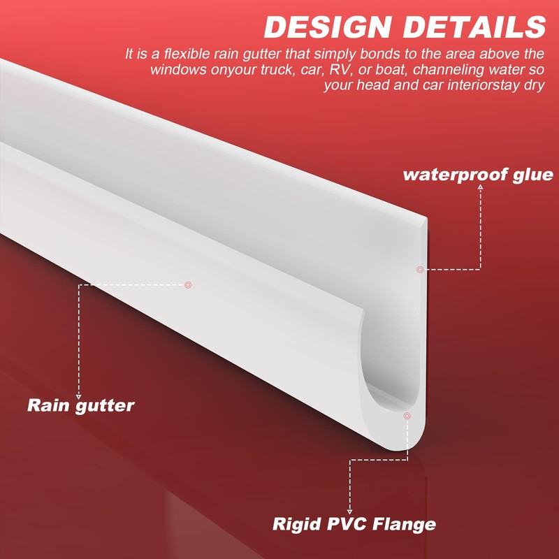 RV Rain Gutter, White – 3/4” Height, 16’ Length PVC