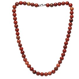 TreasureBay Handmade Mens Beaded Necklace Chain Tigers Eye Onyx Grey Agate Jasper 8MM Natural Gemstones Healing Crystal Jewellery (Red Jasper)