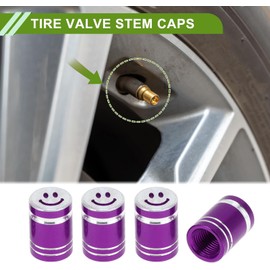 Tapones decorativos para válvulas de neumáticos, color morado para válvulas de neumáticos, 7 x 17 mm, aleación de aluminio, 4 unidades