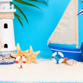 BESTOYARD 50pcs Micro Landscape Life Ring Mini Nautical Buoy Miniature Lifebuoy The Mediterranean Beach Figurines Miniature Life Ring Coastal for Flowers Wedding Baby Decor