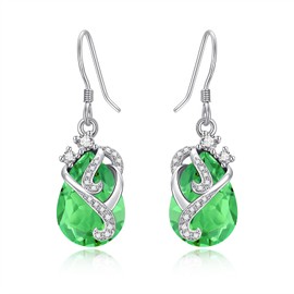 AENEAS Peridot Earrings for Women Sterling Silver Peridot Jewellery Drop Dangle Earrings Green Crystal Earrings Gifts for Women