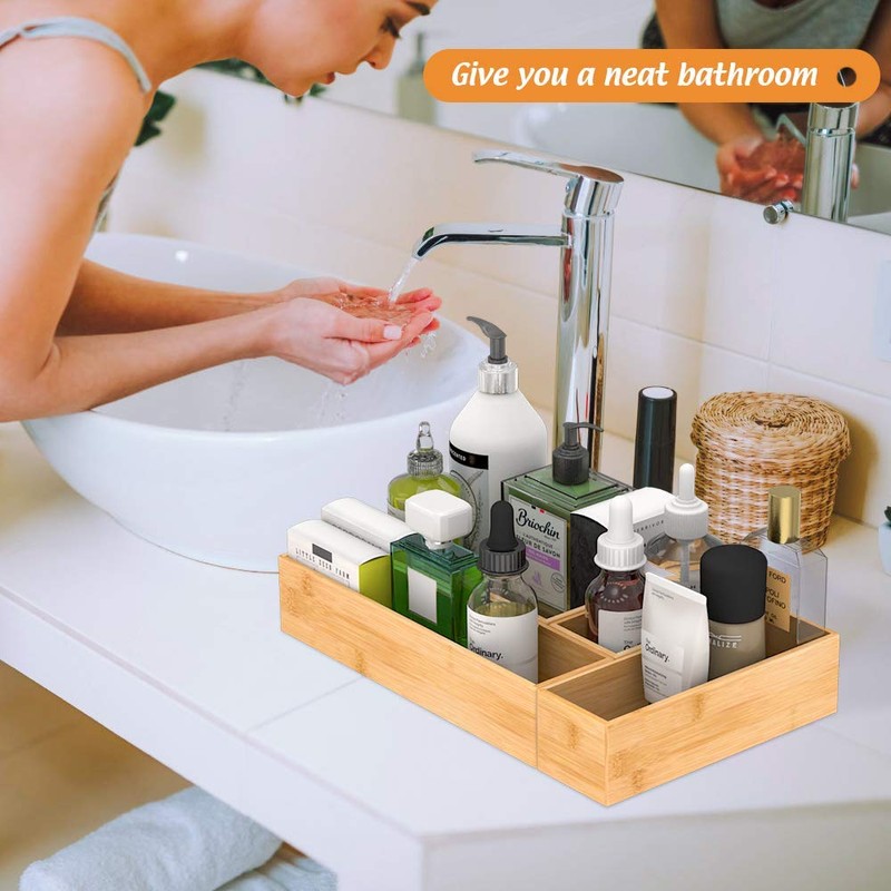 Bamboo Drawer Organizer Utensil Holder for Kitchen, Small Wood Silverware