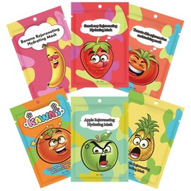 ARCHIDATE 6 Stück Tuchmasken Gesicht mit Frucht - Feuchtigkeitsspendende Gesichtsmaske Set - Gesichtsmaske Frauen Beauty Set - Gesichtspflege Feuchtigkeitsmaske Gesicht Frauen Reduzieren Trockenheit