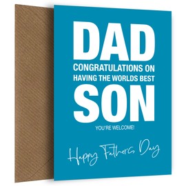 Funny Father's Day Card from Son | Funny Greeting Card for Dad on Father's Day from Worlds Best Son - Silly and Cheeky Adult Humour Card for Him on Fathers Day