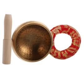 Kisangel 1 Set Tibetan Copper Singing Bowl with Mallet and Mat Meditation Sound Bowl for and Mindfulness for Friends and Family Interested Buddhist Culture Random Color