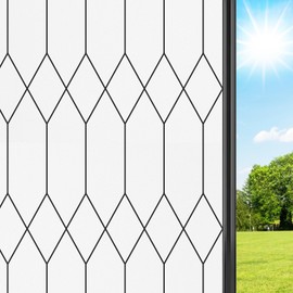 ALIUNI Window Privacy Film Frosted Stained Glass Decorative UV Heat Blocking Static Cling Non Adhesive Removable Coverings Bathroom Home 17.5x118.1 in