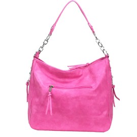 Laser Cut Bling Hobo fashion CCW Bag Faux Leather Concealed Carry Purse Hot Pink
