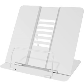 Metal Bookends, Children's Bookends, Bookends, Book Stand, Cookbook Holder for Reading, Kitchen and Office with Adjustable Tilt (White)