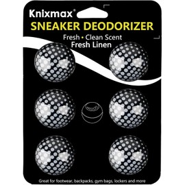 Knixmax - Bolas desodorizantes para zapatos, bolsas de gimnasio, casilleros, ambientadores para autos, bolas desodorantes para botas, desodorizantes para zapatos, 6 paquetes, Fresh Linen, negro y bla