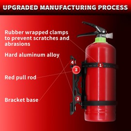 PLUSBEAM CNC Aluminum Quick Release Fire Extinguisher Mount Molle Panel, Fire Extinguisher Mount Kit with 4 Adjustable Clamps for Vehicles (Black)