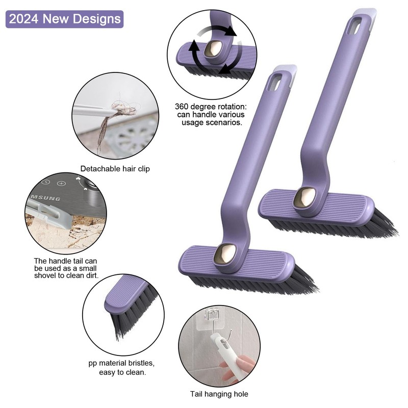 WUBAYI 2 PCS Multi-Function Rotating Crevice Cleaning Brush，360°Rotating Cleaning Brush，Bathroom