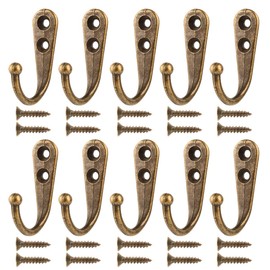Umsole 10 Pieces Wall Mounted Hooks Coat Hooks Robe Hooks Hangers with 20 Pieces Screws in Nickel (Bronze)