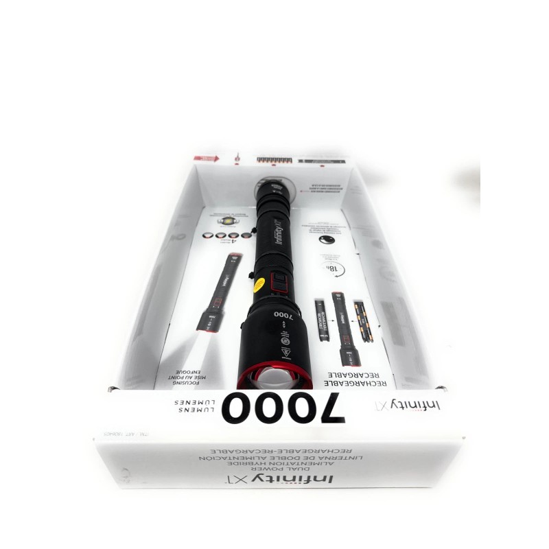 Infinity X1 7000L Dual Power Rechargeable Flashlight 7000 Lumen CREE