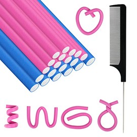 AOOWU Papilotten Rizadores de pelo, 20 unidades, diseño de bricolaje, rizos flexibles sin calor, espuma retorcida para mujeres y niñas, pelo largo y c