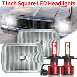 SHENKENUO For Chevy Malibu 1978-1981 El Camino Pair 5X7" 7x6"Led Headlights Hi-Lo Beam DOT