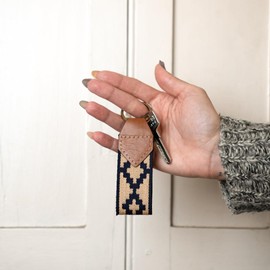 GauchoLife Leather and Woven Key Fob or Key Chain (Blue inv)
