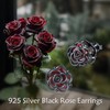 Blacke Rose Earrings 925 Sterling Silver Gothic Rose Stud Earrings