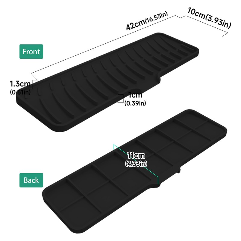 Volminex Tap Mat for Kitchen Sink (Black, 42 cm)