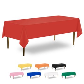 XHDA 6 Pack Red Party Table Cloth 54" x 108", Plastic Table Cloth Wipeable, Rectangular Waterproof Party Tablecloth for Kids Party Birthday Festive Party (Red)