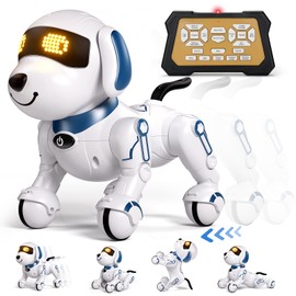 AIQI Remote Control Robot Dog Toy, Interactive RC Dog Robot Toys for Kids, Programmable Smart and Dancing Robot Toy, Imitates Animals Mini Pet Dog Robot with Sound and LED Eyes