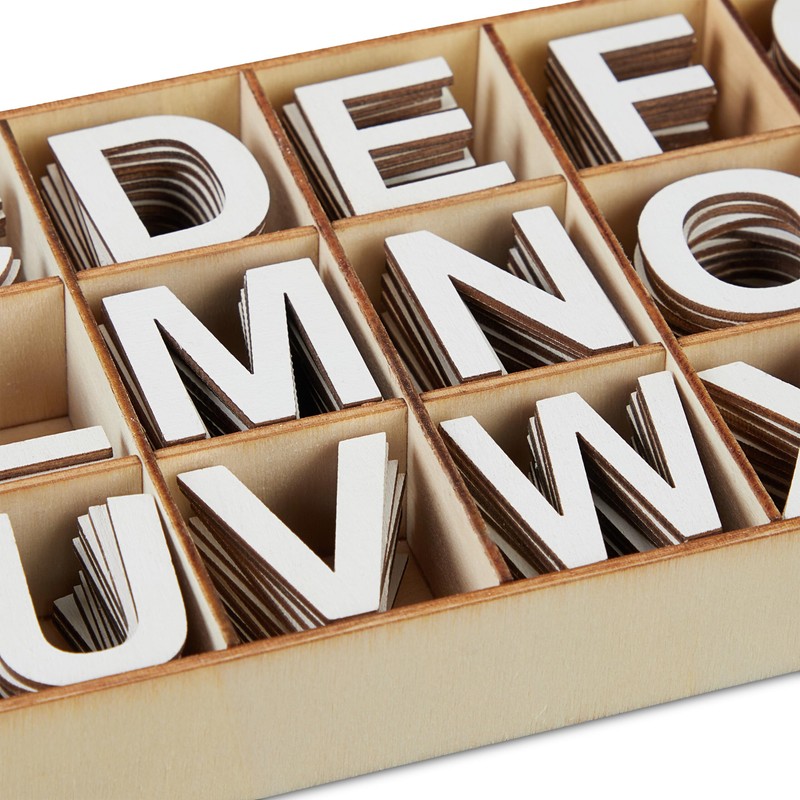 Relaxdays Wooden Letters Set, 324 Pieces, Capital Letters A-Z, and