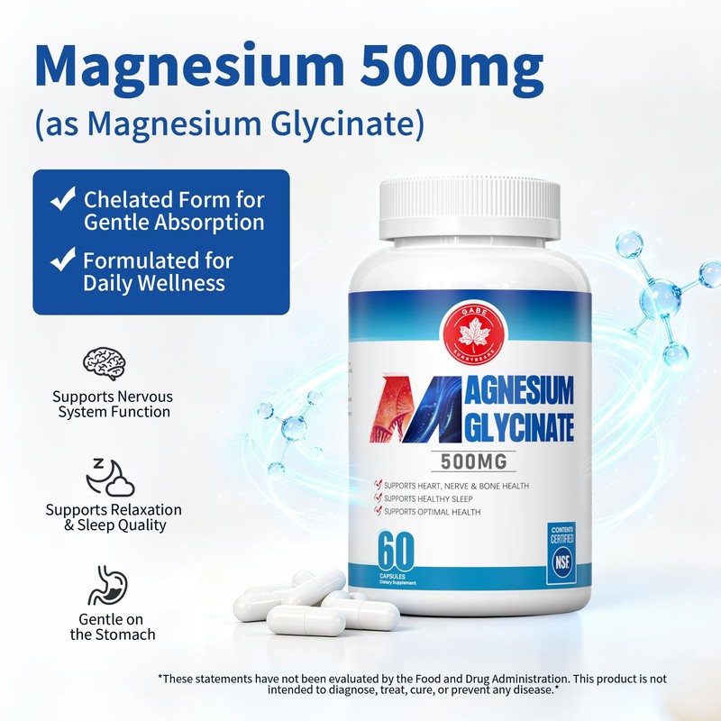 Magnesium Glycinate 500mg – NSF Certified – with B6 &