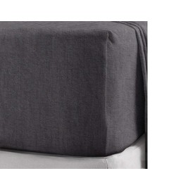 Rayyan Linen Thermal Flannelette Fitted Sheet Brushed 100% Cotton Soft Luxury 25cm Deep Fitted Bed Sheet (Charcoal Grey, Double)