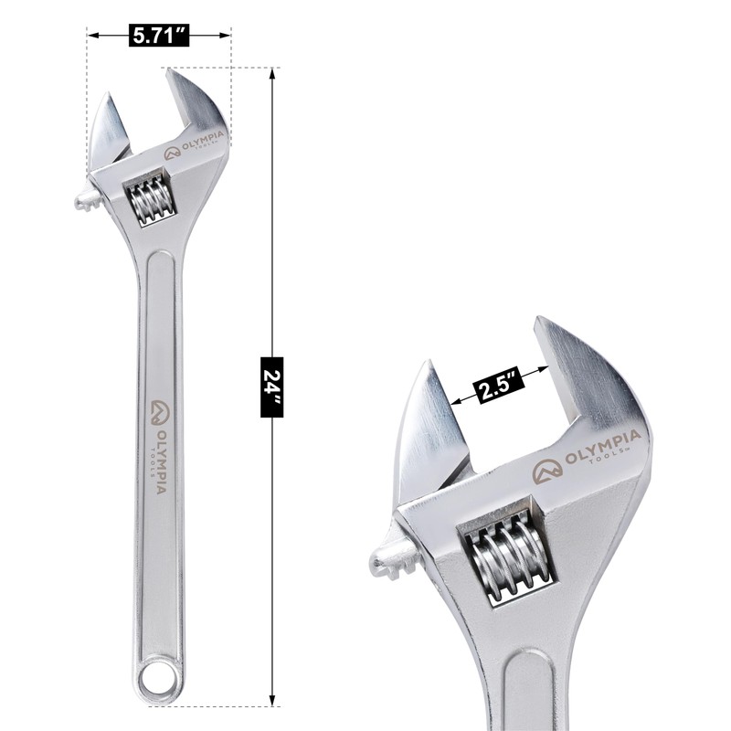 Olympia Tools 24" Adjustable Wrench, Heavy Duty Drop Forged Steel,