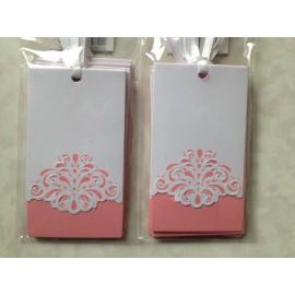 Michael's 2 PKGS PAPER TAGS 20 pcs MICHAEL'S TAGS W/ STENCIL DESIGN COVER & RIBBON - PINK