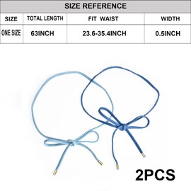 ILuvatar Thin denim waist rope Simple belt Waist tie Knotted belt Dress belt Women's cotton waist chain Bowknot thin belt 2pcs