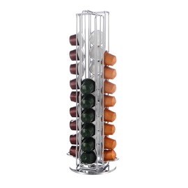 Wrobic Capsule Holder Capsule Stand Rotating Straight Holder for 40 Nespresso Coffee Capsules, Silver (Nespresso-40)